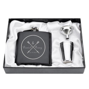 Personalized Engraved 6oz Flask Set