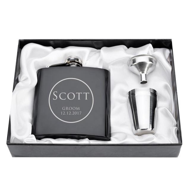 Personalized Engraved 6oz Flask Set
