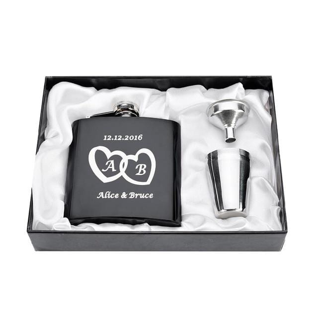 Personalized Engraved 6oz Flask Set
