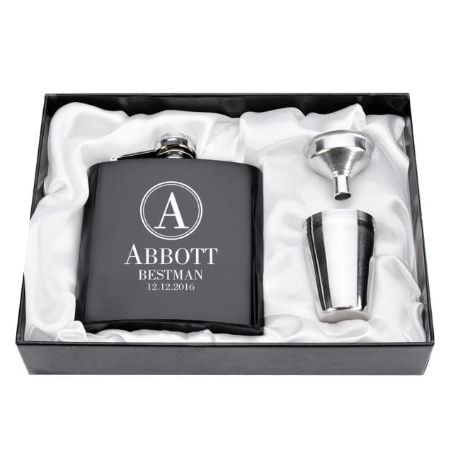 Personalized Engraved 6oz Flask Set