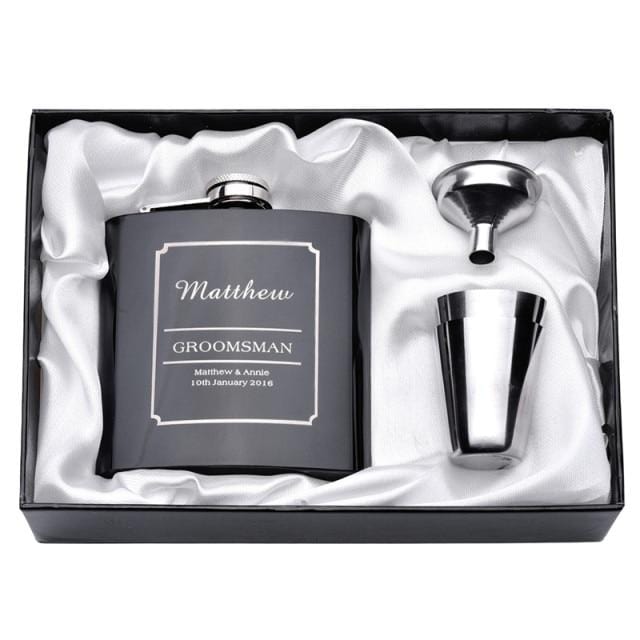 Personalized Engraved 6oz Flask Set