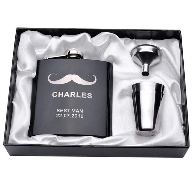 Personalized Engraved 6oz Flask Set