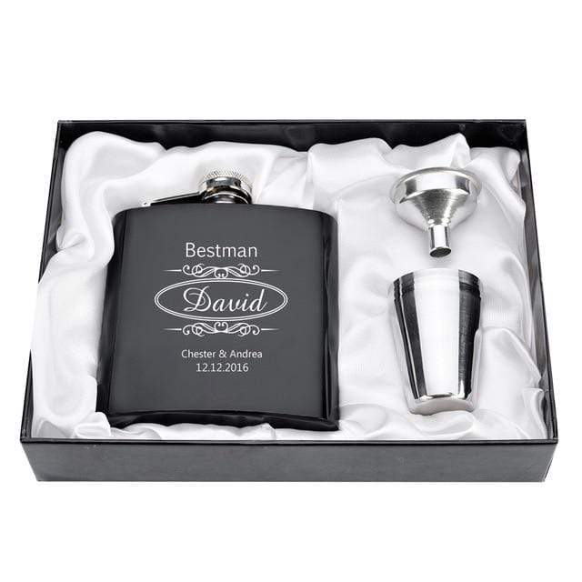 Personalized Engraved 6oz Flask Set