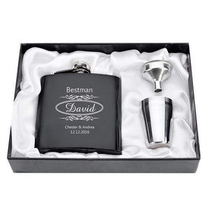 Personalized Engraved 6oz Flask Set