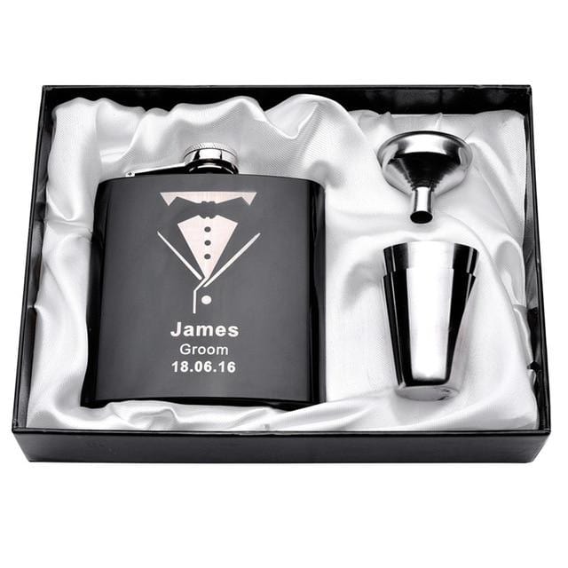 Personalized Engraved 6oz Flask Set