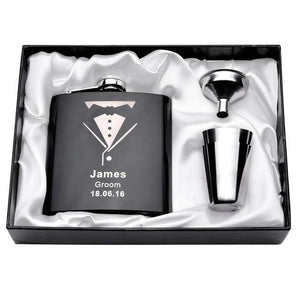 Personalized Engraved 6oz Flask Set
