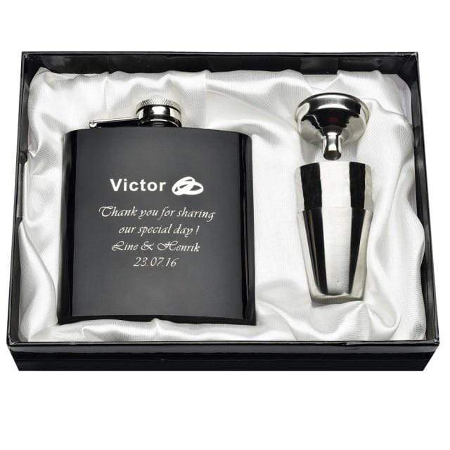 Personalized Engraved 6oz Flask Set