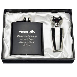 Personalized Engraved 6oz Flask Set