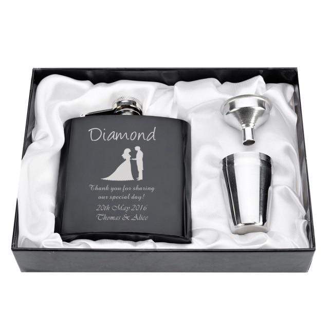 Personalized Engraved 6oz Flask Set
