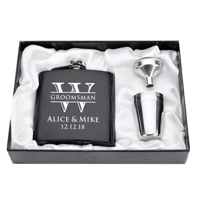 Personalized Engraved 6oz Flask Set