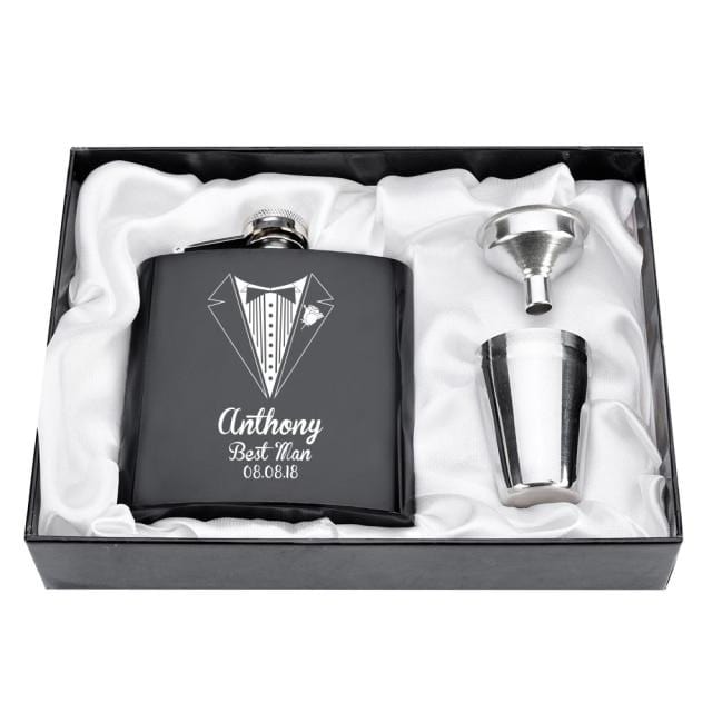 Personalized Engraved 6oz Flask Set