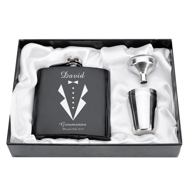 Personalized Engraved 6oz Flask Set
