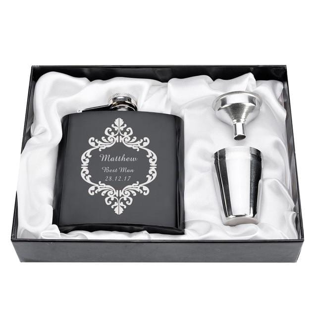 Personalized Engraved 6oz Flask Set