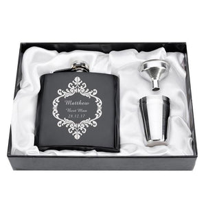 Personalized Engraved 6oz Flask Set