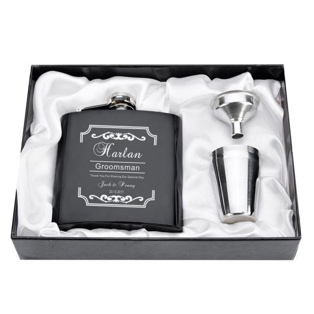 Personalized Engraved 6oz Flask Set