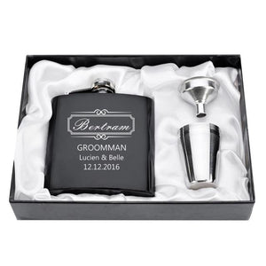 Personalized Engraved 6oz Flask Set