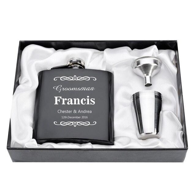 Personalized Engraved 6oz Flask Set