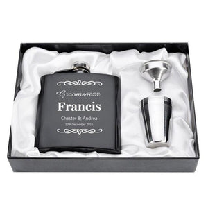 Personalized Engraved 6oz Flask Set
