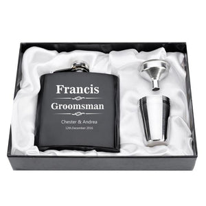 Personalized Engraved 6oz Flask Set