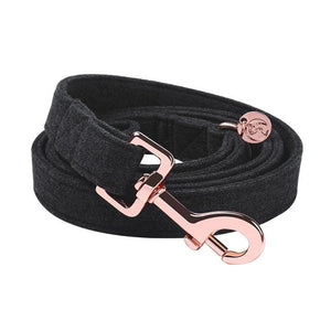 Black Cotton Dog Collar Bow Leash Set